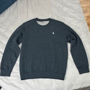 U.S. Polo Assn. Men's Crew Neck Knit Cotton Pullover Sweatshirt Logo Dark Gray L